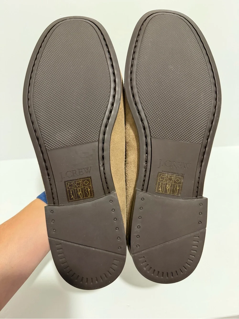 NEW J. Crew Camden suede loafers with rubber soles wet sand CQ877 size 11.5 $188